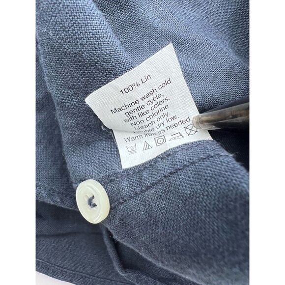 J Crew Shirt Linen Mens XL Slim Fit Blue Button Up Preppy Casual Baird McNutt - Picture 10 of 11
